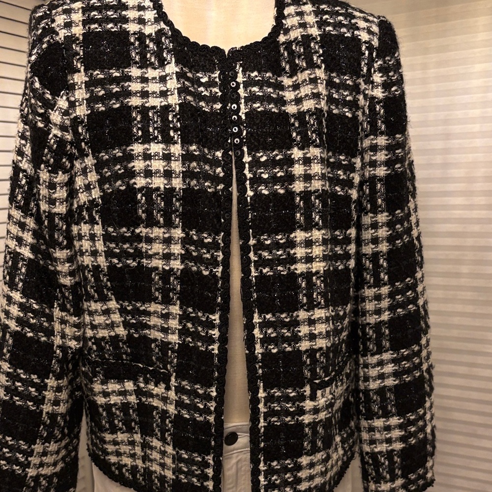 Women's Black and White Plaid Jacket